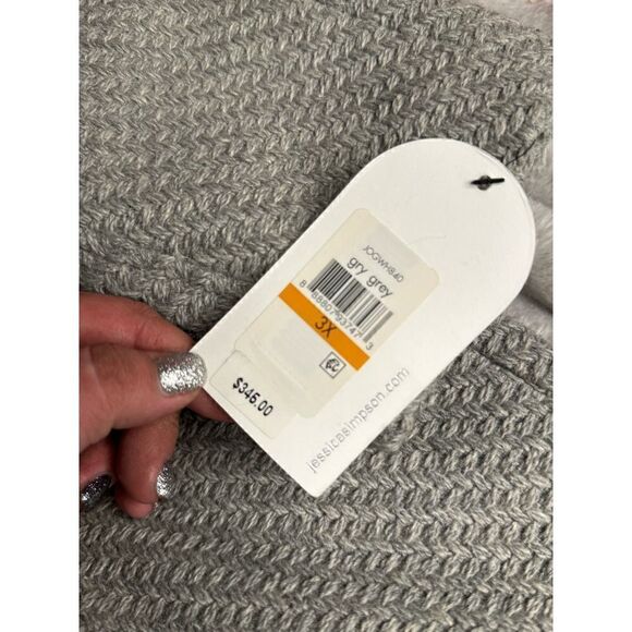 Nwt Jessica Simpson Plus  Braided Wool Coat With Shawl Collar Grey - Picture 9 of 11